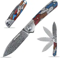 New Sitivien ST256 Pocket Knifes Damascus Steel Blade Colorful G10 Handle Folding Knife EDC for Working Outdoor Camping 2