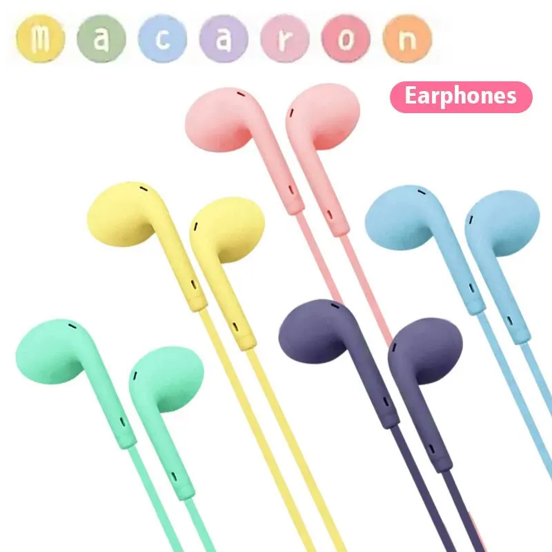 Macaron Универсални 3,5 мм стерео слушалки Спортна музика Тапи за уши Жичен микрофон за Xiaomi