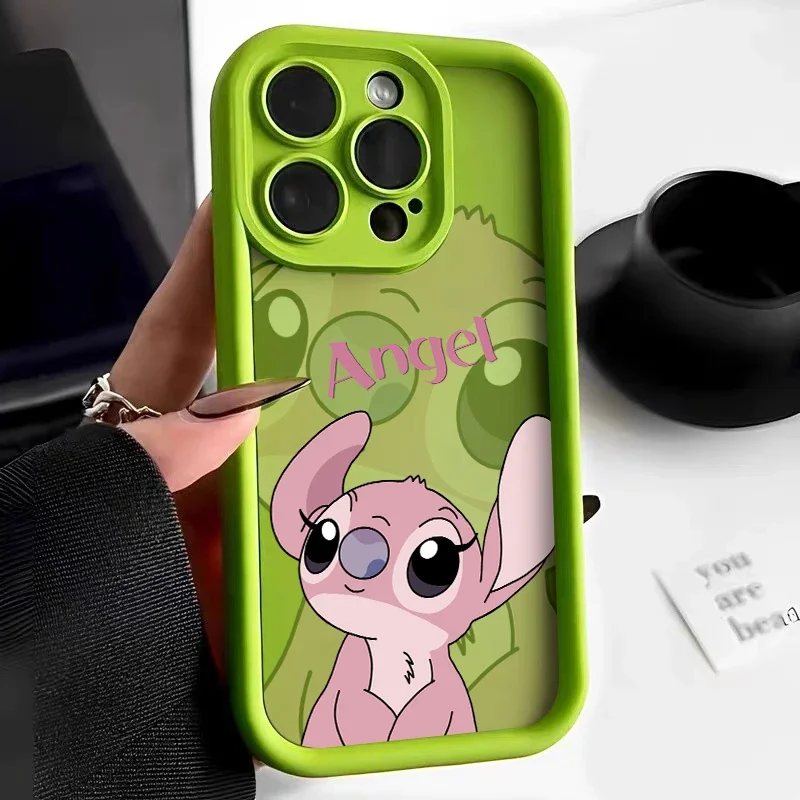 thumbnail image 1 of Disney-funda de silicona a prueba de golpes para iPhone, carcasa bonita de pareja de puntadas rosas para modelos 11, 12, 13, 14, 15 Pro Max, X, XR, XS MAX, 8, 7 Plus, 1 of 5