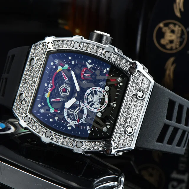 

2023 Top luxury men's brand 3 pointer sports run second RM Diamond automatic men's watch full function quartz watch