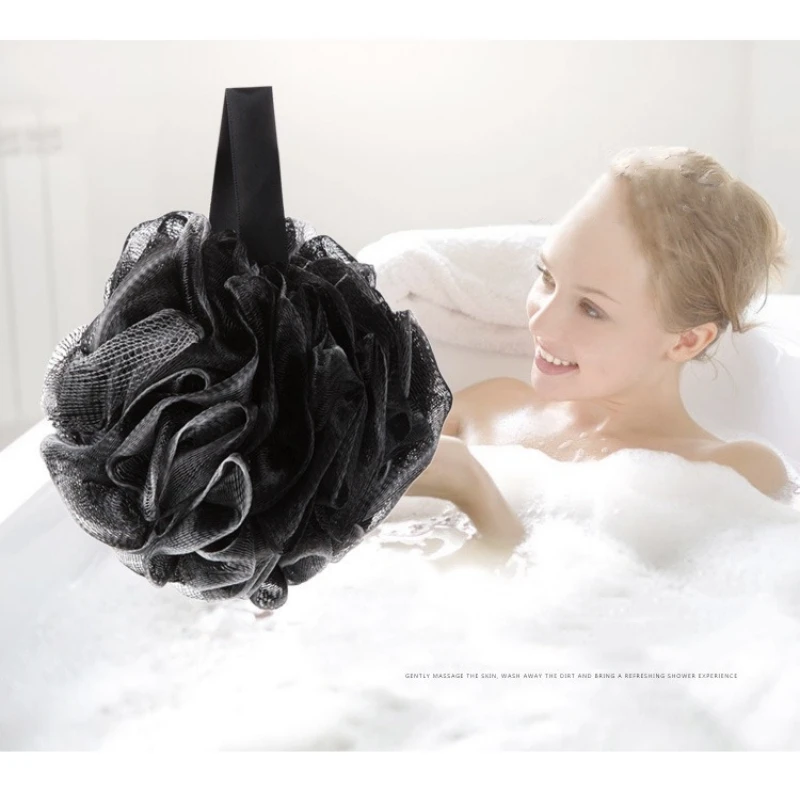 ספוג מקלחת רך - שחור - עור מת, מעניק עור מאיר - כדור אמבט ידידותי לעור PE לבית ולדורמיטוריום