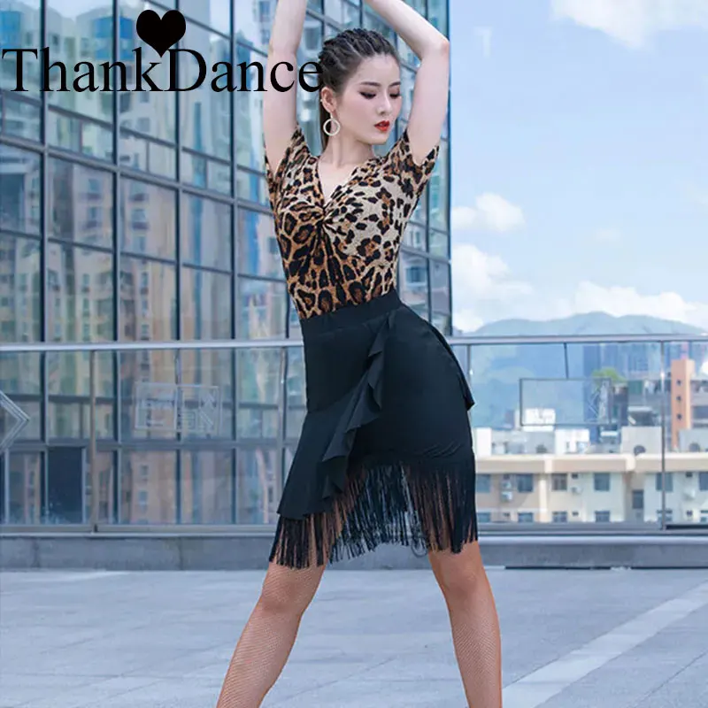 Women Latin Dance Skirt Adult Black Latin Skirts Falbala Ballroom Salsa Samba Ruffled Tango Cha-Cha Stage Dance Costumes dance skirt