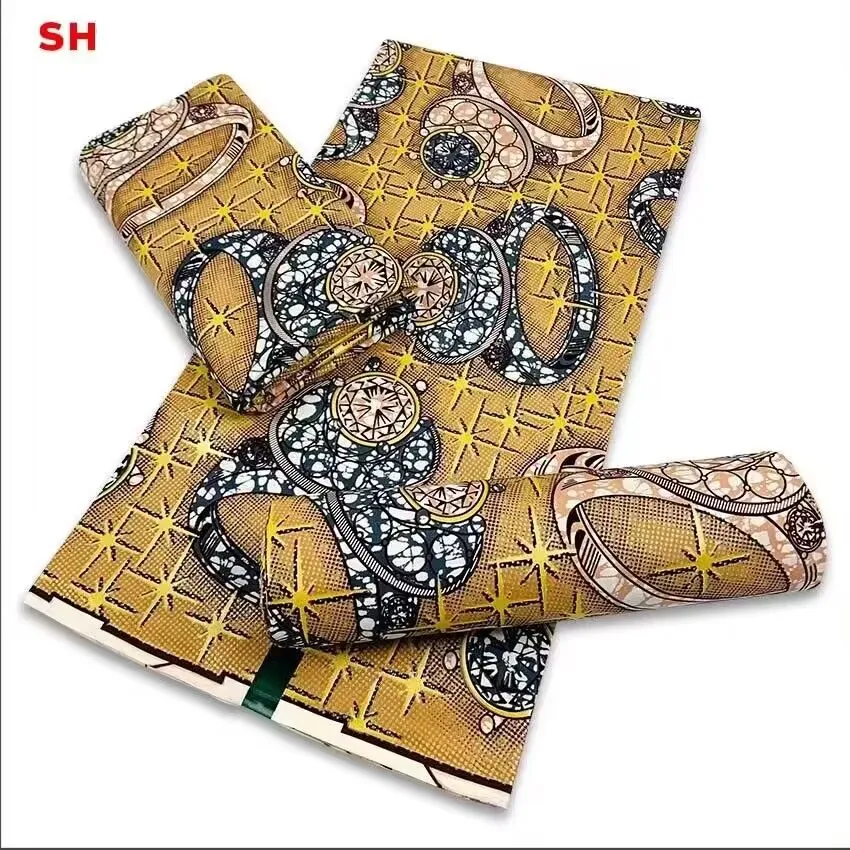 Tela de cera africana con estampado de Ankara, 100% algodón, para coser vestidos, 6 yardas, gran Sepur