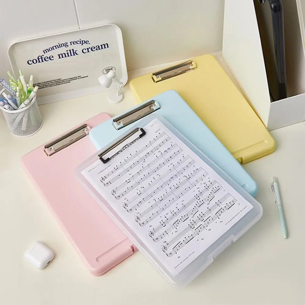 

A4 Plastic Storage Clipboard File Box Case Document File Folders Clipboard Writing Pad Stationery School Office Supplies