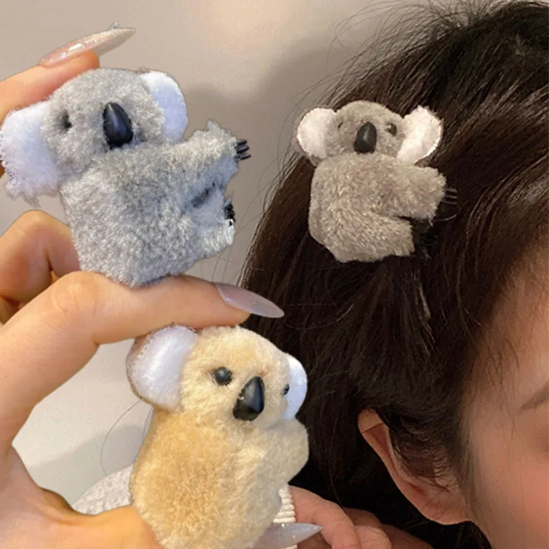 

1/4pcs Cartoon Plush Koala Bear Hair Clips for Women Cute Animal Hairpins Hair Claw Side Bangs Clip Barrettes Hair Accessories