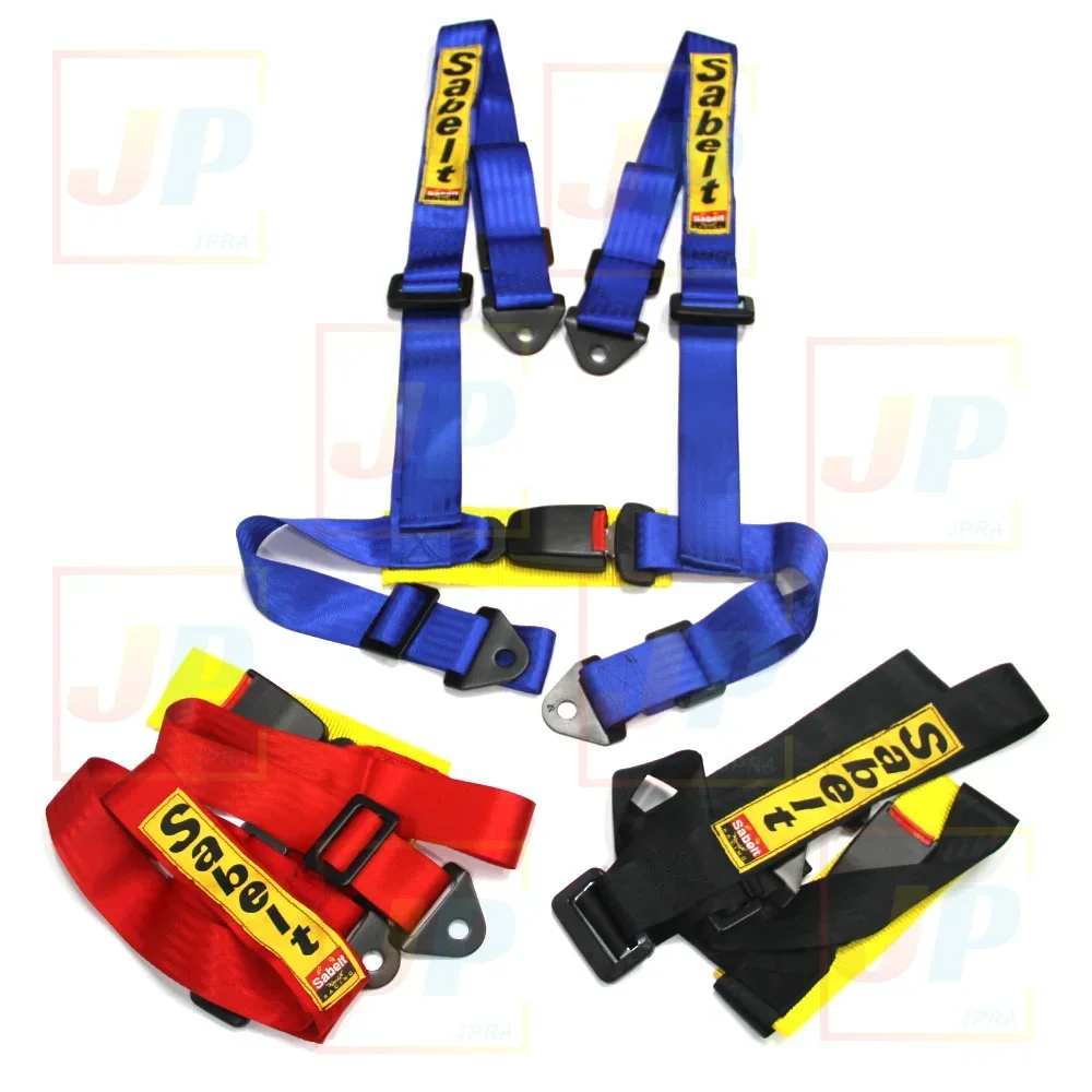Car Seat Belt JDM Sabelt Racing 4-Point Safety Harness Universal 2" Snap-In Drifting Style Bolt Mounting