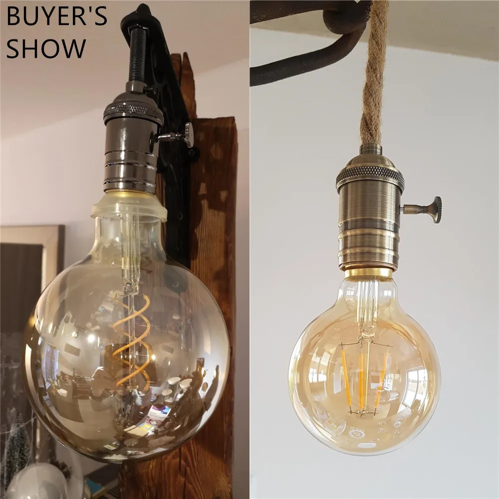 Vintage Douille lampe pour Ampoule culot Edison E27 Douille Culot de Lampe  Avec Interrupteur en Cuivre pour plafond DIY Lot de 2 Pcs