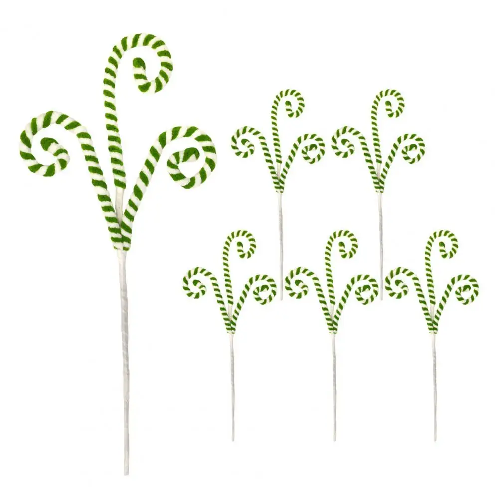 thumbnail image 1 of Accesorios para coronas festivas Palillos de bastón de caramelo navideños Adornos de piruleta rizada de lana para árbol de Navidad Juego de 6 para rellenar jarrones de hogar, 1 of 5