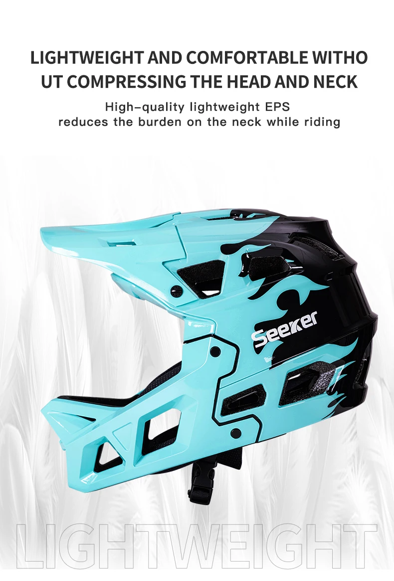 SEEKER Erwachsenen Ultra-Leichter Vollvisier-Mountainbike-Helm, Outdoor-Fahren, Renn- und Downhill-Fahrradhelm mit Sonnenschutz – Detail 8