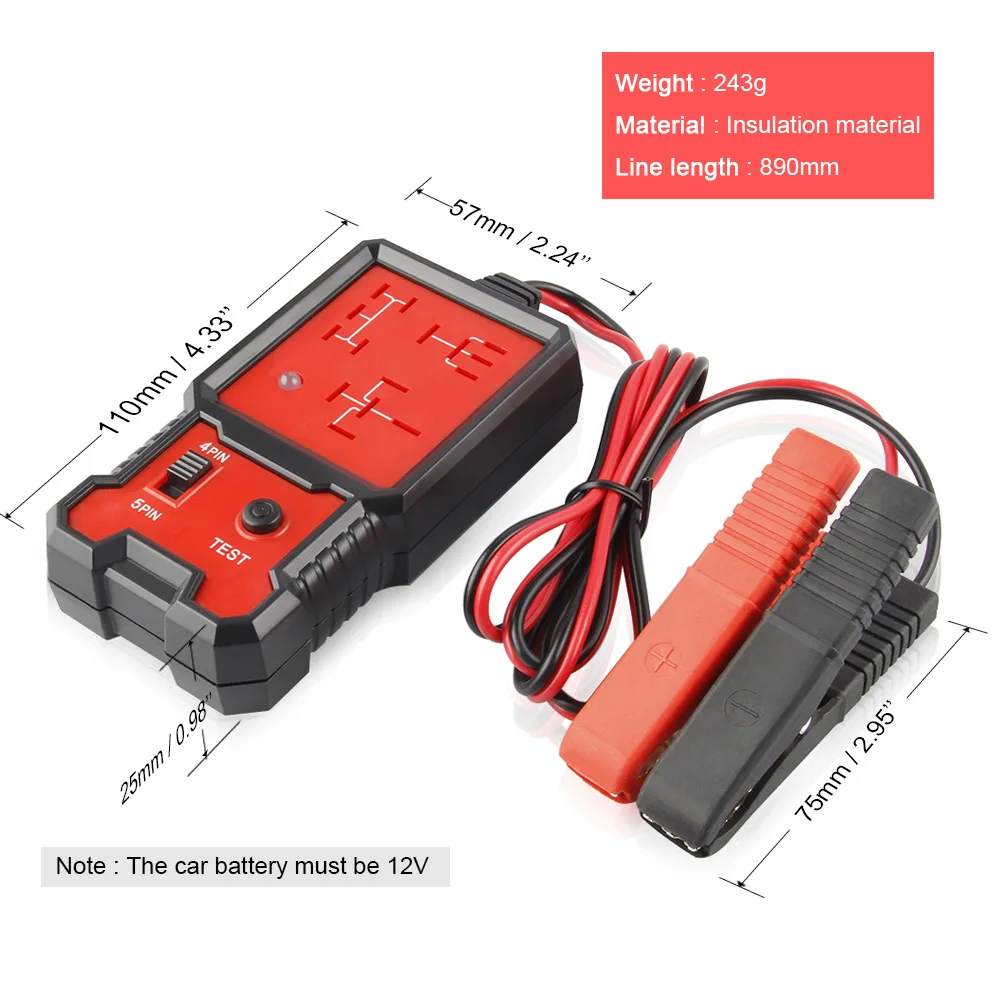 Car Relay Tester Voltage Tester Universal 12V Car Battery Checker Automotive Electronic Relay LED Indicator Light
