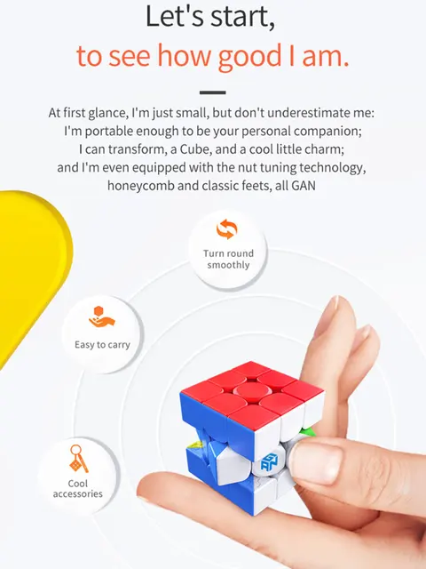 GAN 330 Keychain Cube 3x3x3 gan330 Mini Speedcube Stickerless 3x3 Speed Cube Professional Magic Cube Puzzle Toys 3