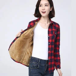 Women's Winter Warm Plaid Fleece Jacket Coat - XXL (29)