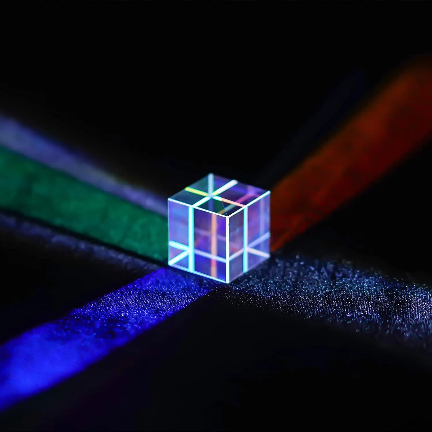 

H&D Mini K9 Crystal Glass Prism Cube,Optical Glass RGB Dispersion Prism X-Cube for Physics Teaching Art Decor Photography Props