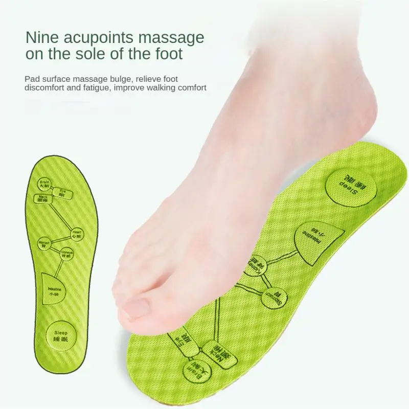 Semelle intérieure d'acupression pour les pieds pour hommes et femmes, coussin de sport doux et respirant, absorbant la transpiration, dépistolet ant, coussinets de chaussure, 2 pièces