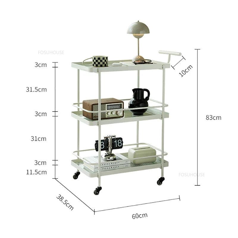 Nordic Iron Hotel Trolley Home Mobile Trolley Living Room Shelf Restaurant Wine Delivery Cart Commercial Bar Cart with Wheels