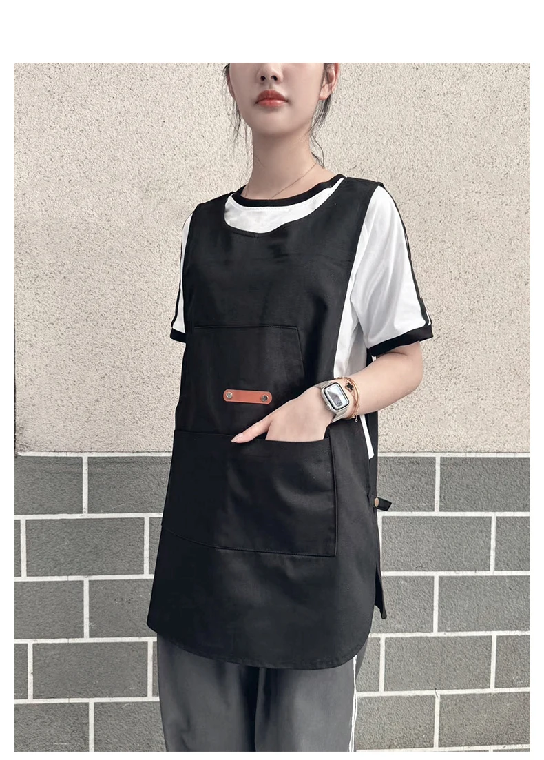 Benutzerdefinierte Firmenmarke Logo Werbung Hemd Weste saubere Baumwollschürze Arbeiterkleidung Restaurantuniform für Männer und Frauen – Detail 3