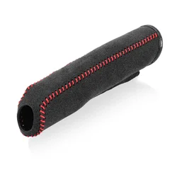 Deluxe Suede Leather Handbrake Grip Cover - Car Interior Accessory (Red)