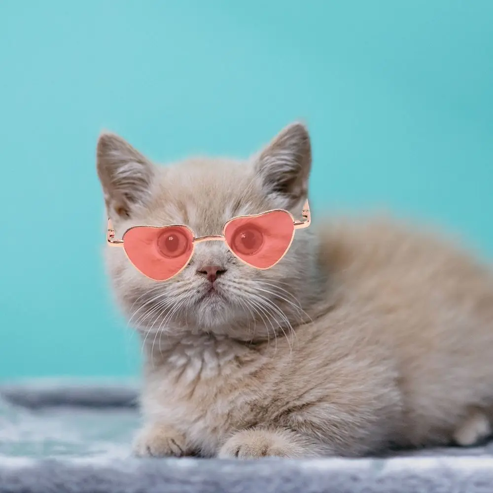 Cute 8CM Miniature Sunglasses Heart Shape Metal Frame Glasses For 14Inch &18Inch Dolls Accessories Plush Toys Doll Eyeglasses