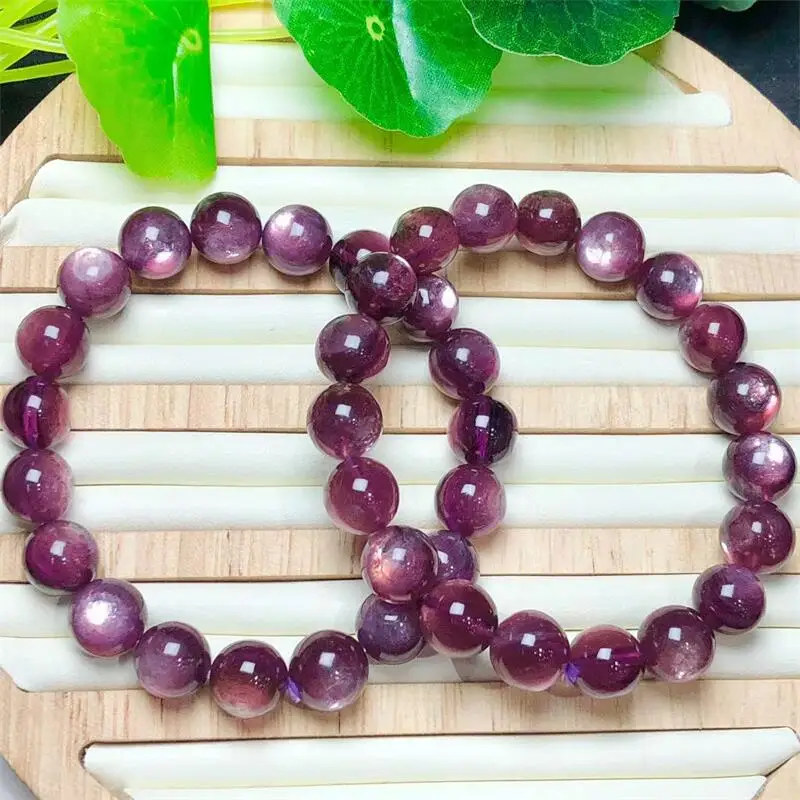 

Natural Purple Mica Lepidolite Bracelet Fortune Energy Bangle Mineral String Woman Amulet Jewelry Healing Gift 1pcs 10MM