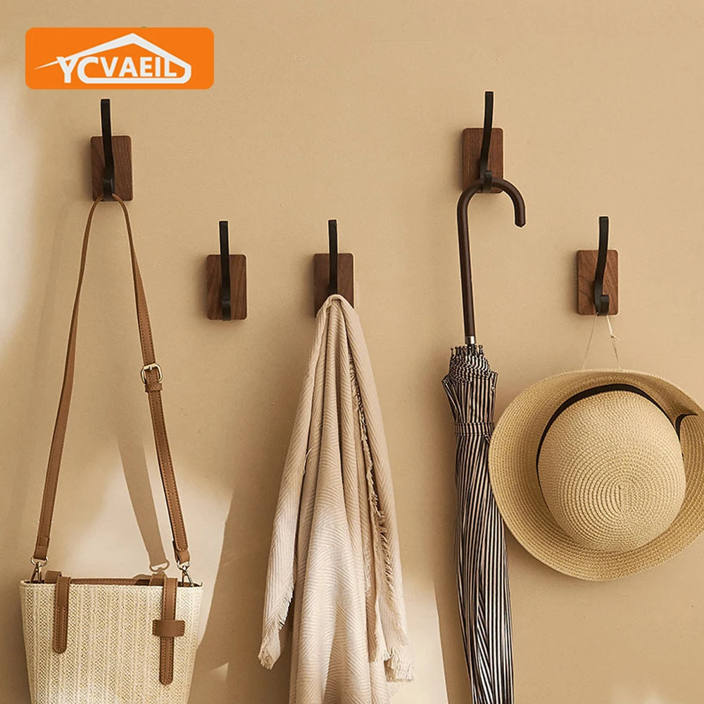 Solid Wood Wall Hooks Beech Wood Walnut Wood Hooks for Hanging Hat