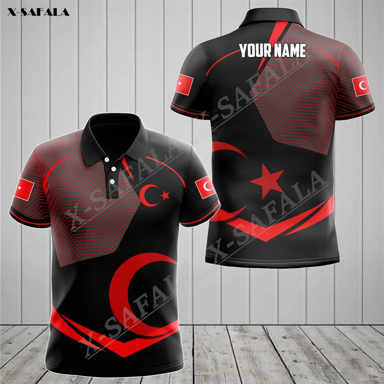 

CUSTOMIZE TURKEY COAT OF ARMS HALF PATTERN 3D Print Polo Shirts Men Slim Collar Short Sleeve StreetWear Casual Top Tee Summer