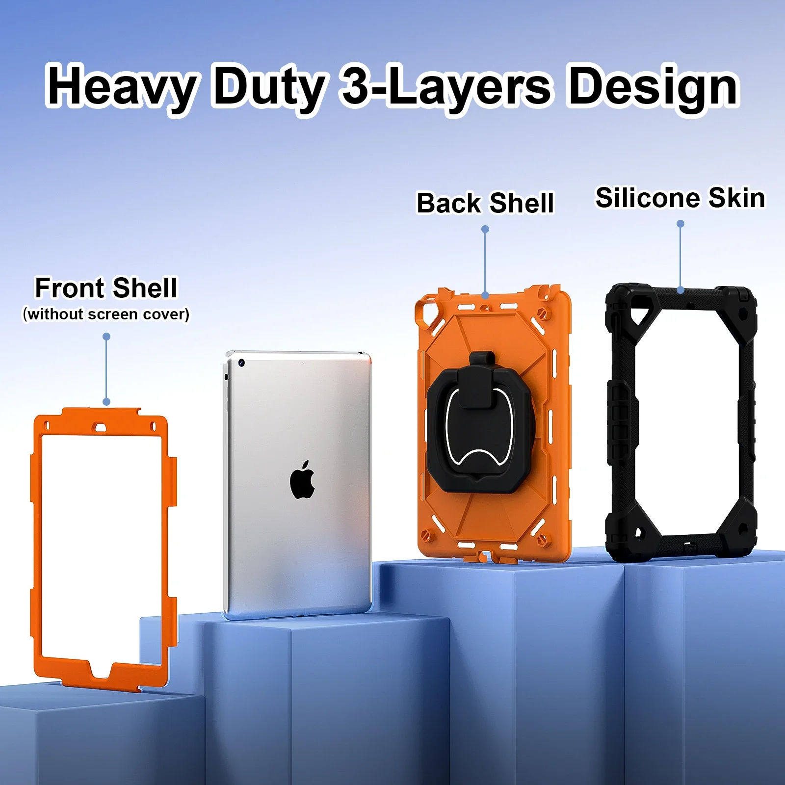Heavy Duty Shock-Resistant Rotating Stand Tablet Case Cover