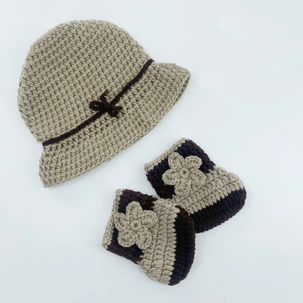 Newborn Photography Props Baby Photo Knitting Clothing Hat Set Baby Cowboy Hat Apricot / Coffee Side Accessories Newborn0-6