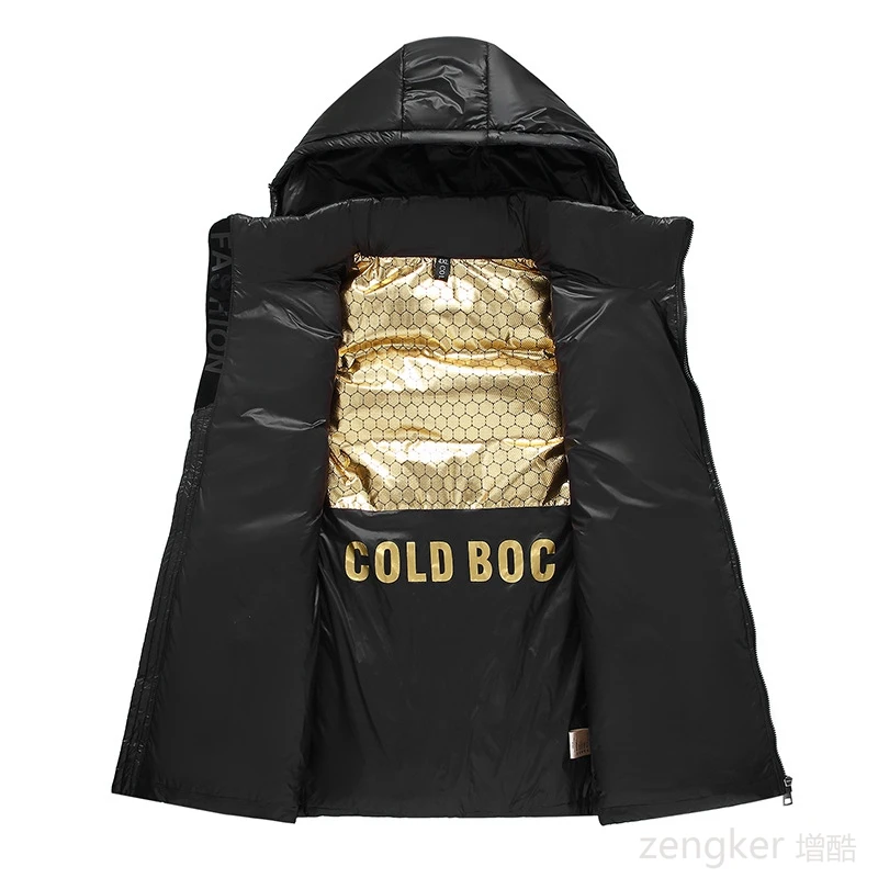 Plus Size Down Vest Men's Winter Fashion Man Hoodie 190kg 12xl Fashion Loose White Duck Down Black Gold Sweetheart 11XL
