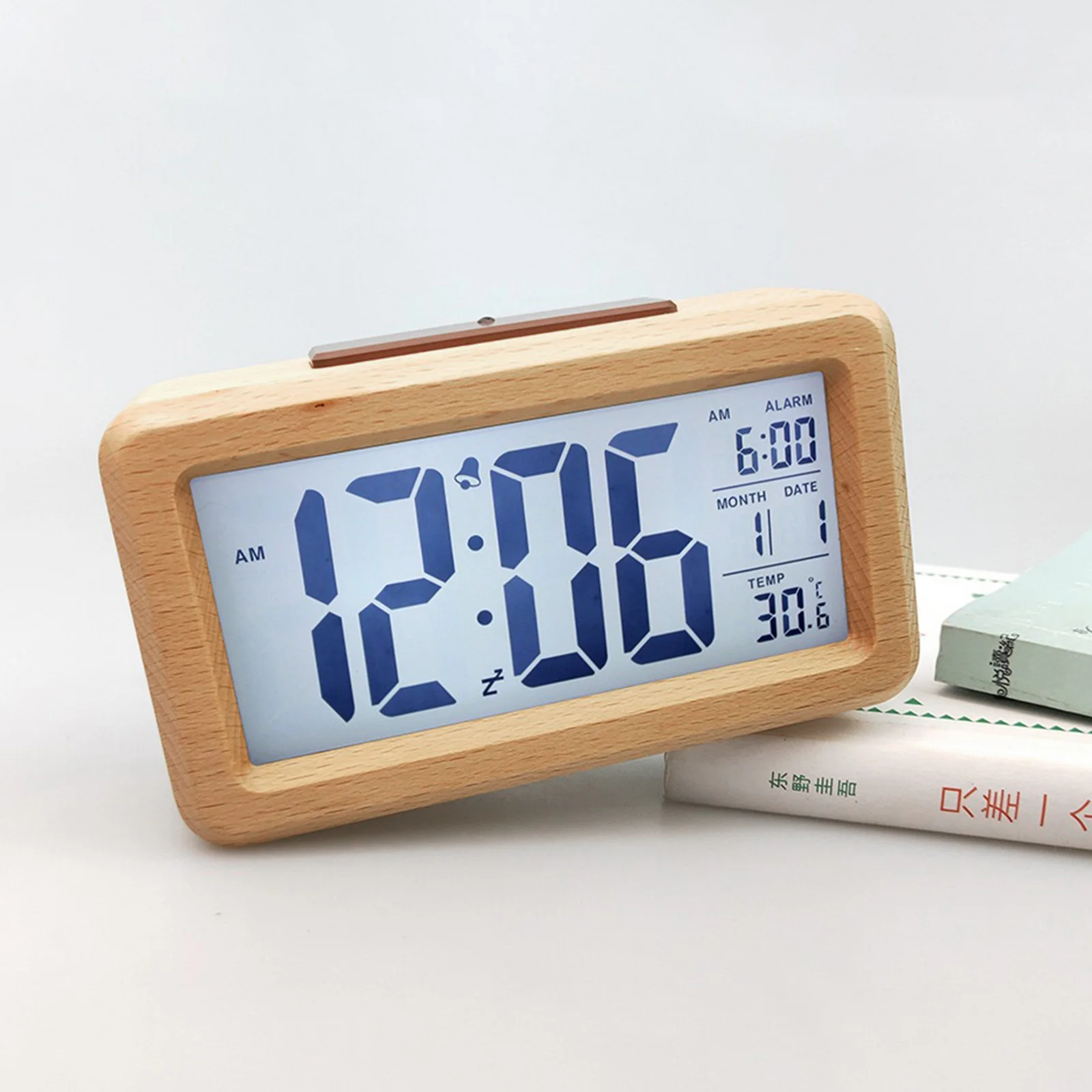 Wooden Alarm Clock Sensor Digital Backlight Time Display Electronic Clocks for Household Bedroom Ornaments 5