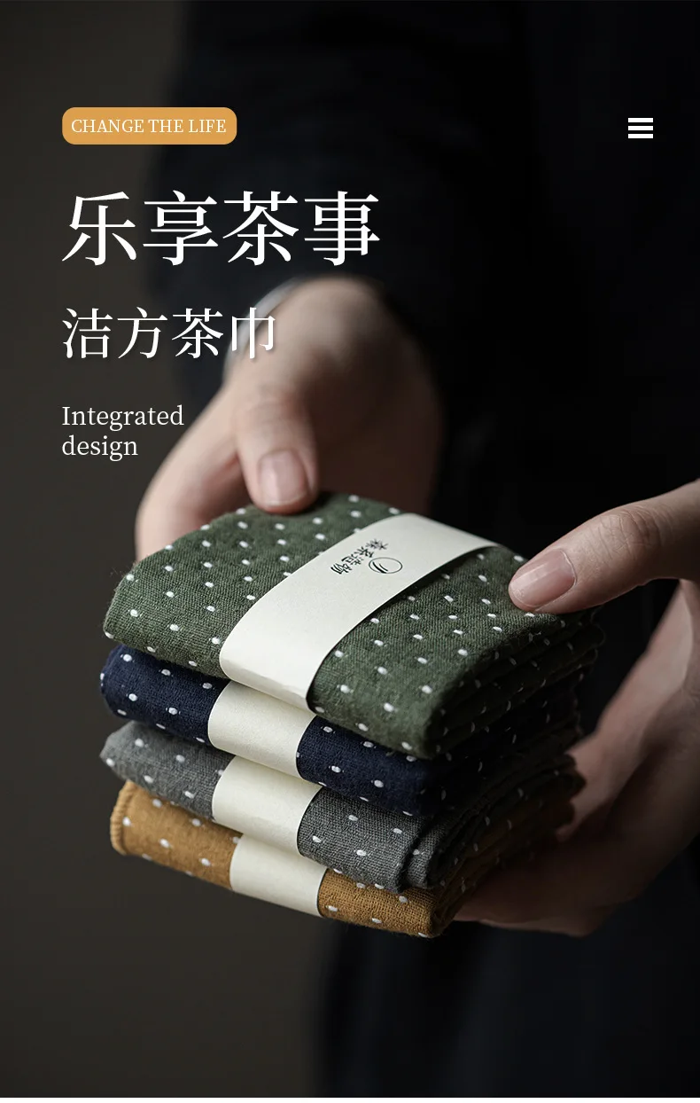 Description Picture 4 of itemChinese Cotton Linen Tea Cloth Tea Ceremony Accessories Water-absorbing Tea Towel Thickened Heat Towell Pad Cleaning Napkins Rag