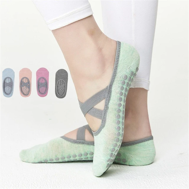 1 Pair Women Yoga Socks Silicone Sole Anti Slip Pilates Socks Sticky Bottom  Workout Grip Socks with Ballet Cross - AliExpress