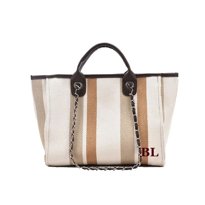 Personalised Monogram Cocoa Stripe Travel Totes Weekend Jumbo Bags Jet, Custom Initial Bag Jute Shopper Bride Gift Canvas Tote large luxury personalised monogram tote bag canvas chain beach shopping tote bag personalized weekend hand bag