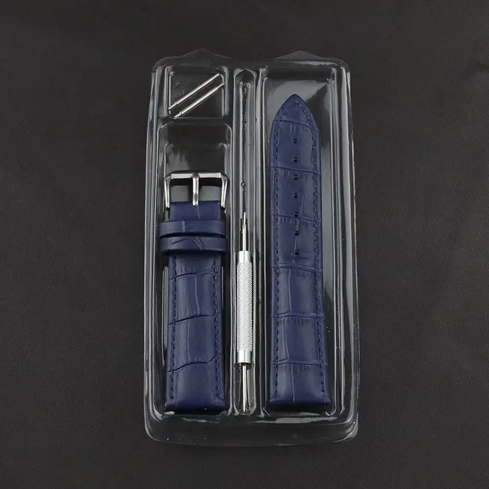 Premium Genuine Leather Watch Strap in Green, Purple, and Blue with Gift Box