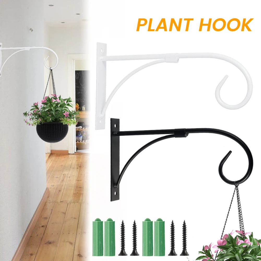 Plant Support Metal Plant Hooks Hanger  Wall Mounted Iron Bracket For Hanging  Baskets, Gold Finish, 2 Pack, Garden & Balcony Decor Hanging Basket Hooks