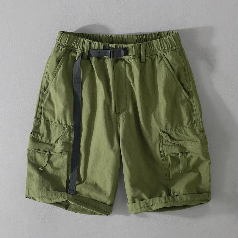 Pantaloncini Da Lavoro Casual In Cotone 100% Da Uomo Di Marca Alla Moda In Vita Elastica Con Cintura Di Qualità Corta Homme Bermuda Masculina Ropa De 