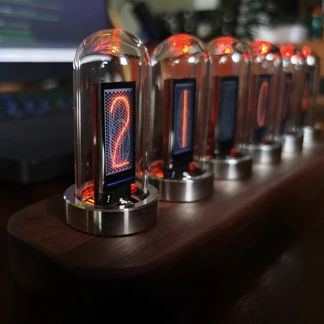 Luxury Wood Nixie Tube Clock Wood Led Digital Watch Table Glow Tube Clock  Alarm Desktop Electronic Clocks Home Decoration Gift