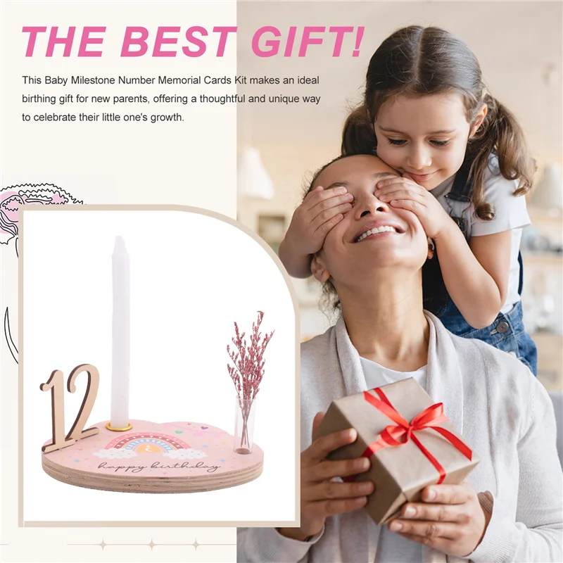  마일스톤 번호 기념 카드 키트   나무 새겨진 연령 사진 액세서리 출산 선물