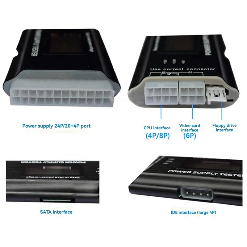 ATX Power Detection Tool Computer Host Power Tester Portable Metal Shell LCD Display Case Tester