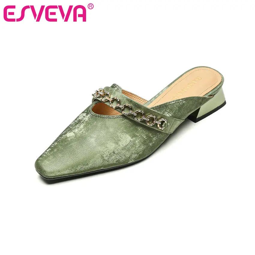 

ESVEVA 2024 Leisure Platforms Slippers Women Sandals Summer Genuine Leather Low Heel Casual Outdoor Shoes Woman Size 34-42