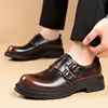 British Cowhide Platform Metal Buckle Leather Shoes for Men Designer Soft-soled Men's Wedding Shoes Fashion Business Shoe Male 5