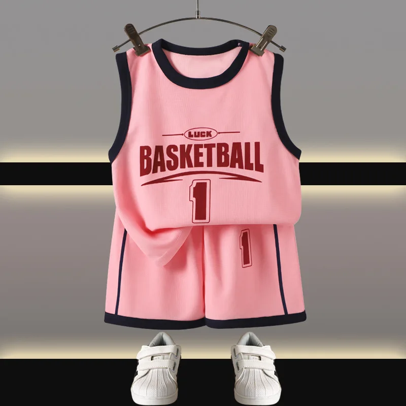 Children Sets Kids Clothes Boys Girls Vest Suit Summer Children's Clothing Baby T-shirts Shorts Tan Top Sleeveless 2