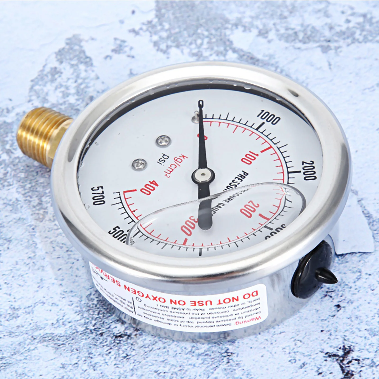 Fuel Pressure Gauge 0‑5700PSI Liquid Filled Pressure Gauge Hydraulic Liquid Filled Fuel 0‑5700 PSI US Thread