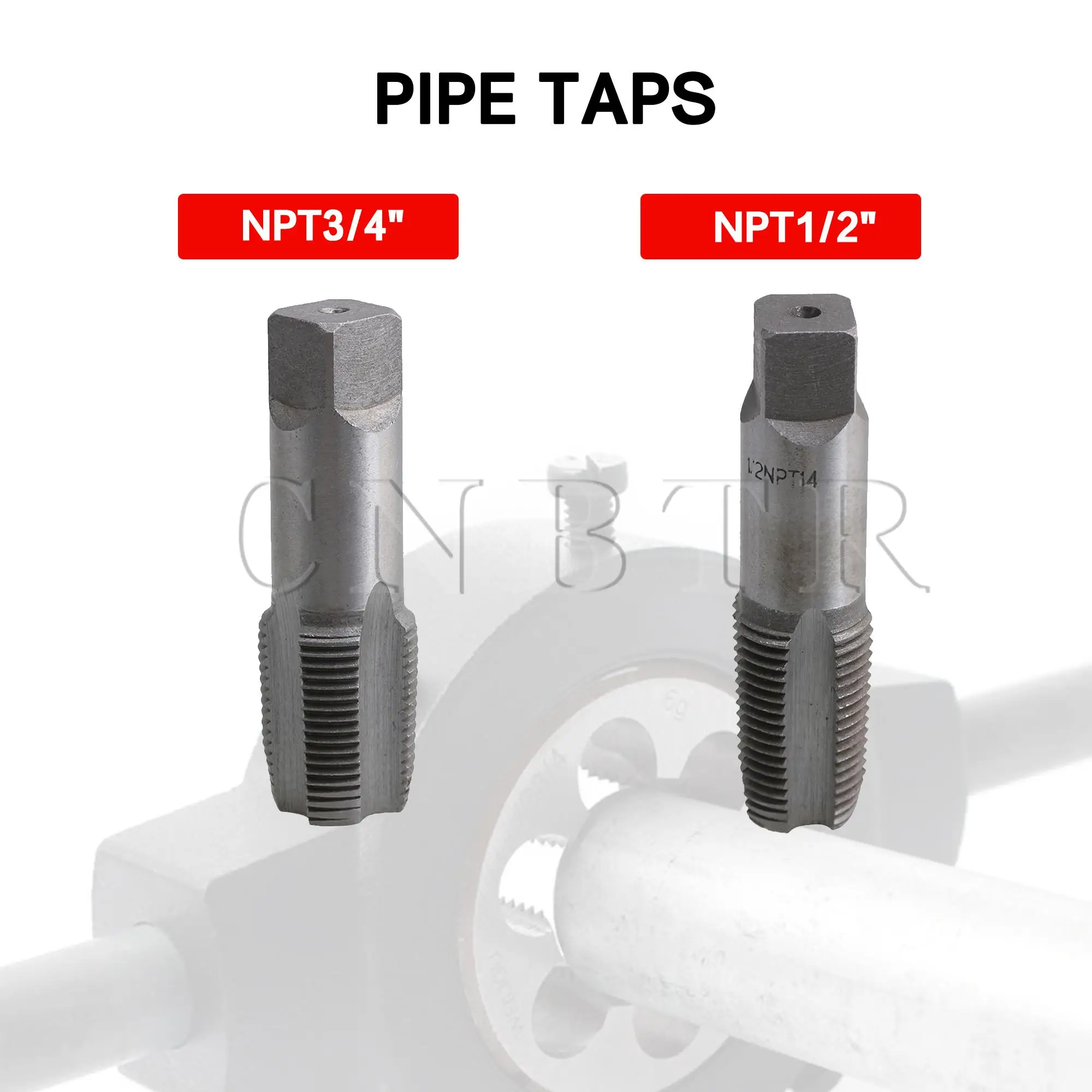 CNBTR 2/3Pcs Carbon Steel Metric Threading Tap NPT 3/4" 1/2" Repairing Tools Kit