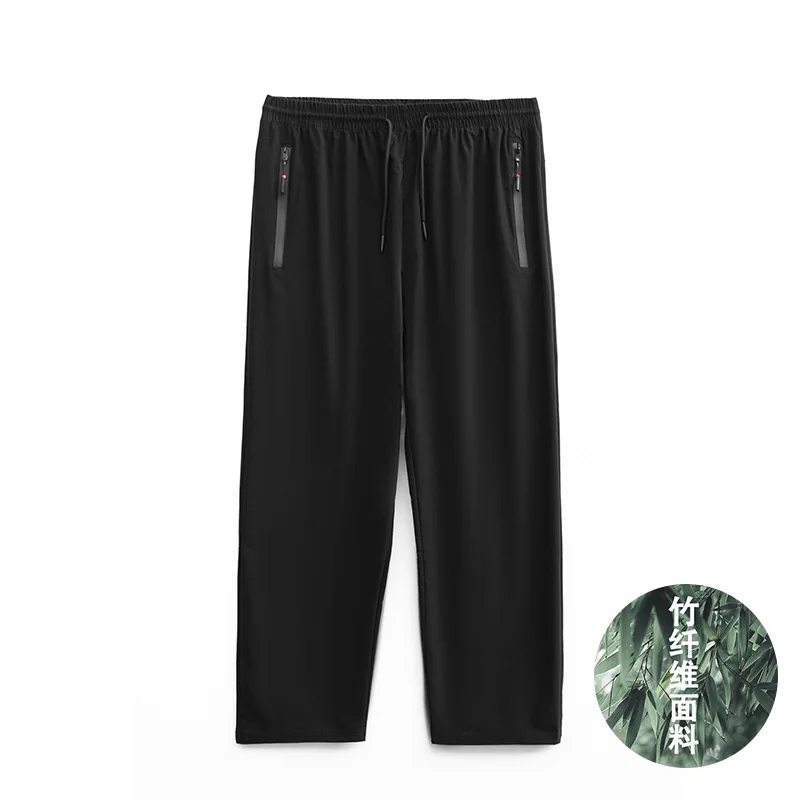 Men's Large pants 200KG plus size 14XL 15XL loose stretch Plus size 66 60 62 Summer casual Ice silk pants Black Home leisure 6