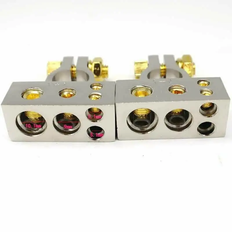 Auto Audio Post Clamp Kit Universal Gold-plated Terminal Connector Shims Set 2/4/8/10 AWG