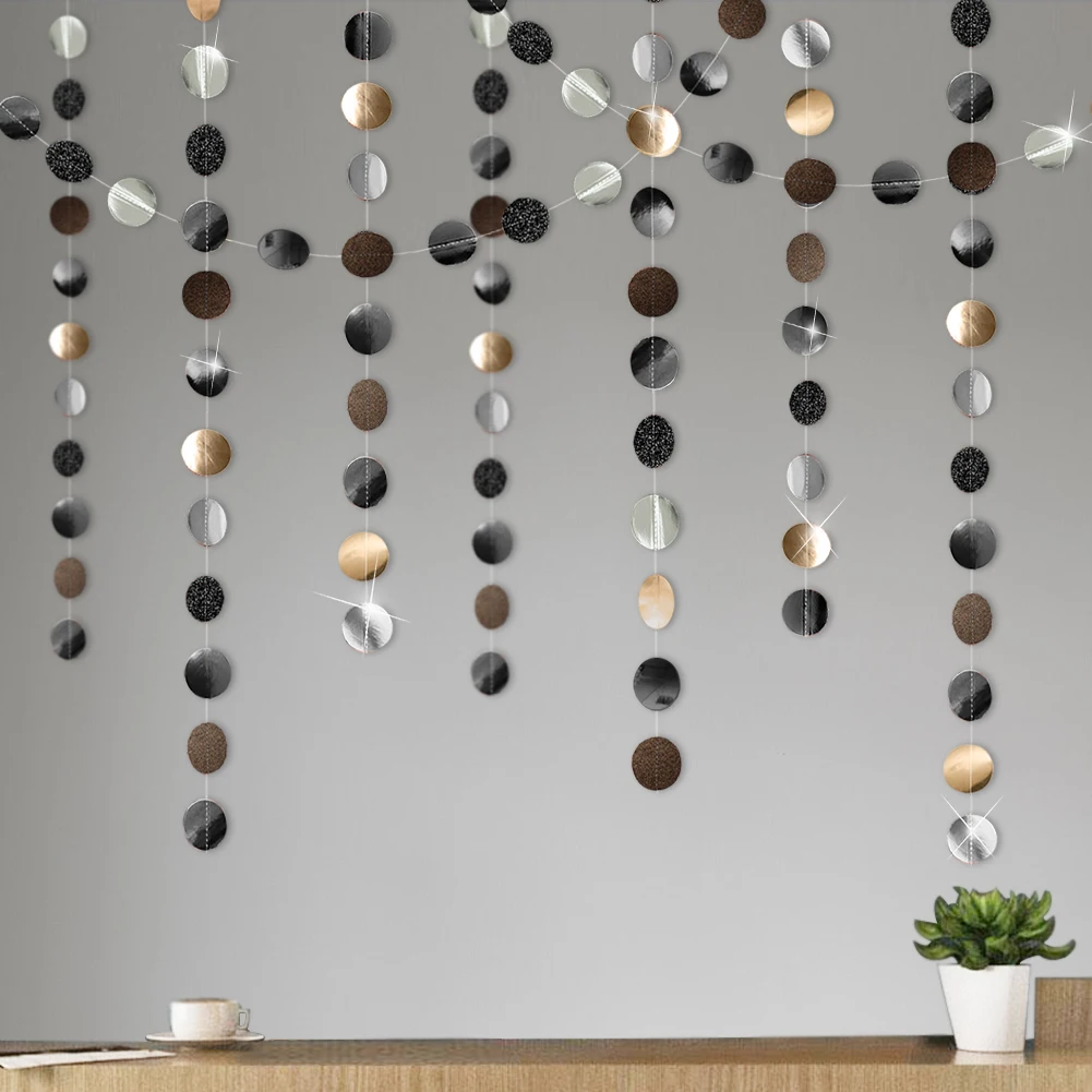 13 Fuß grau blau grün silber Papier Kreis Girlanden Dekorationen für rustikale Hochzeit Geburtstag Party Dekor Wandbehang Punkte Streamer – Detail 16