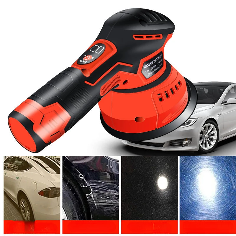 Lithium Cordless Eccentric Car Polisher 8 Gears of Speeds Adjustable Electric Auto Polishing Machine Wood Grinding Machine
