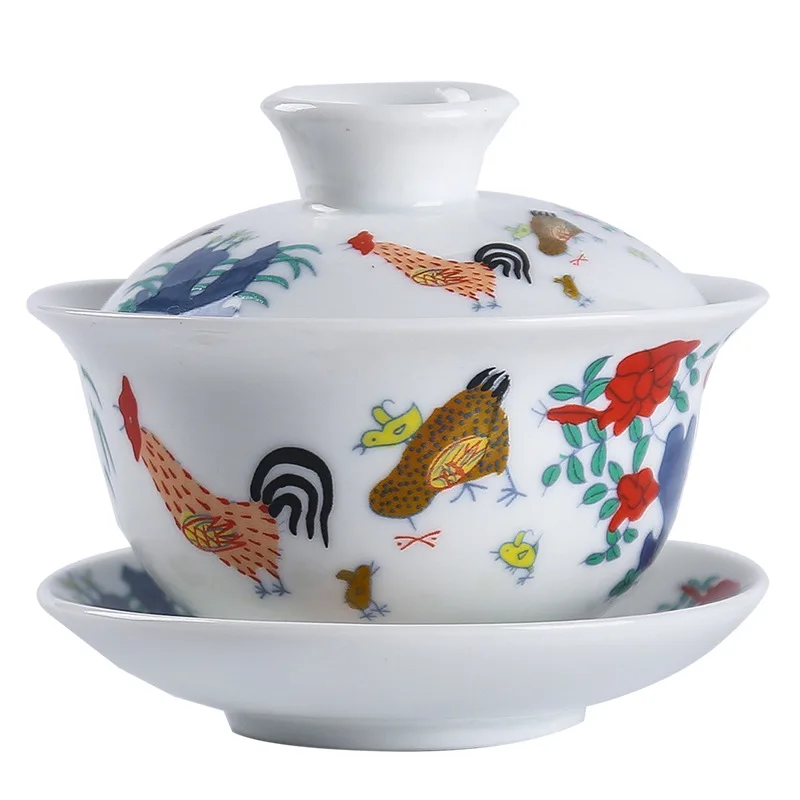 Chinese Gai Wan Tea Set Bone China Tea Sets Dehua Gaiwan Tea Porcelain Pot Set for Travel