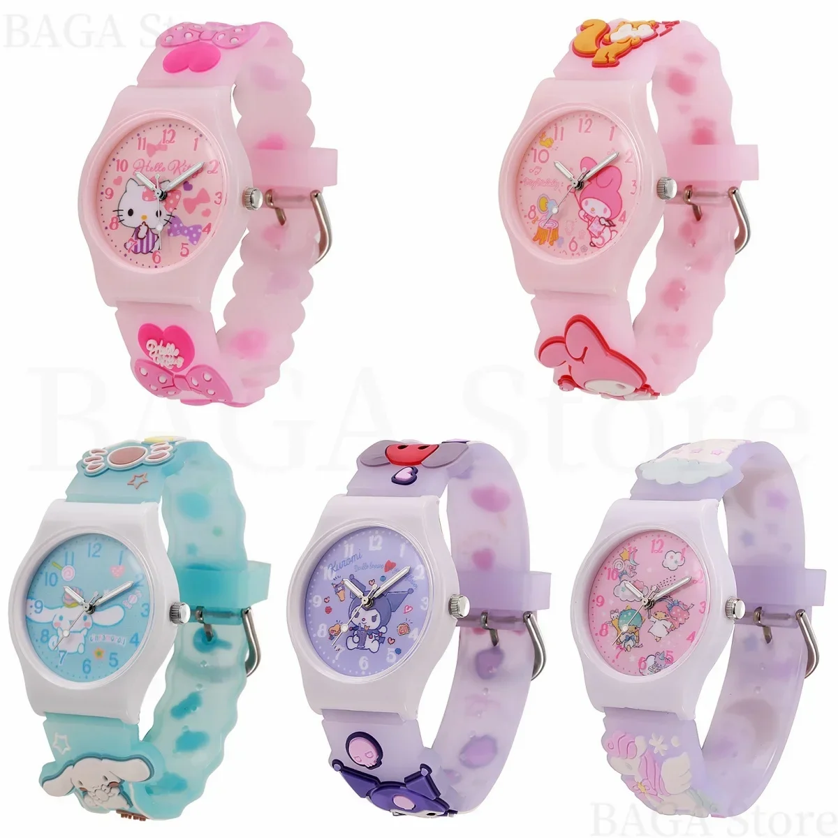Sanrio, Hello Kitty Cinnamoroll кварцевые часы Аниме Kuromi силиконовый ремешок для мальчиков девочек спортивные детские часы подарки на день рождения