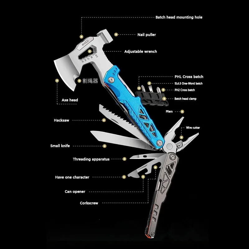 Hache-marteau Multifonction HX Outdoors – Camping, Survie, Japon